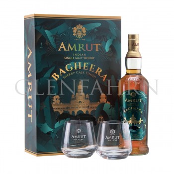 Amrut Bagheera Geschenkpackung mit 2 Gläsern Single Malt Indian Whisky